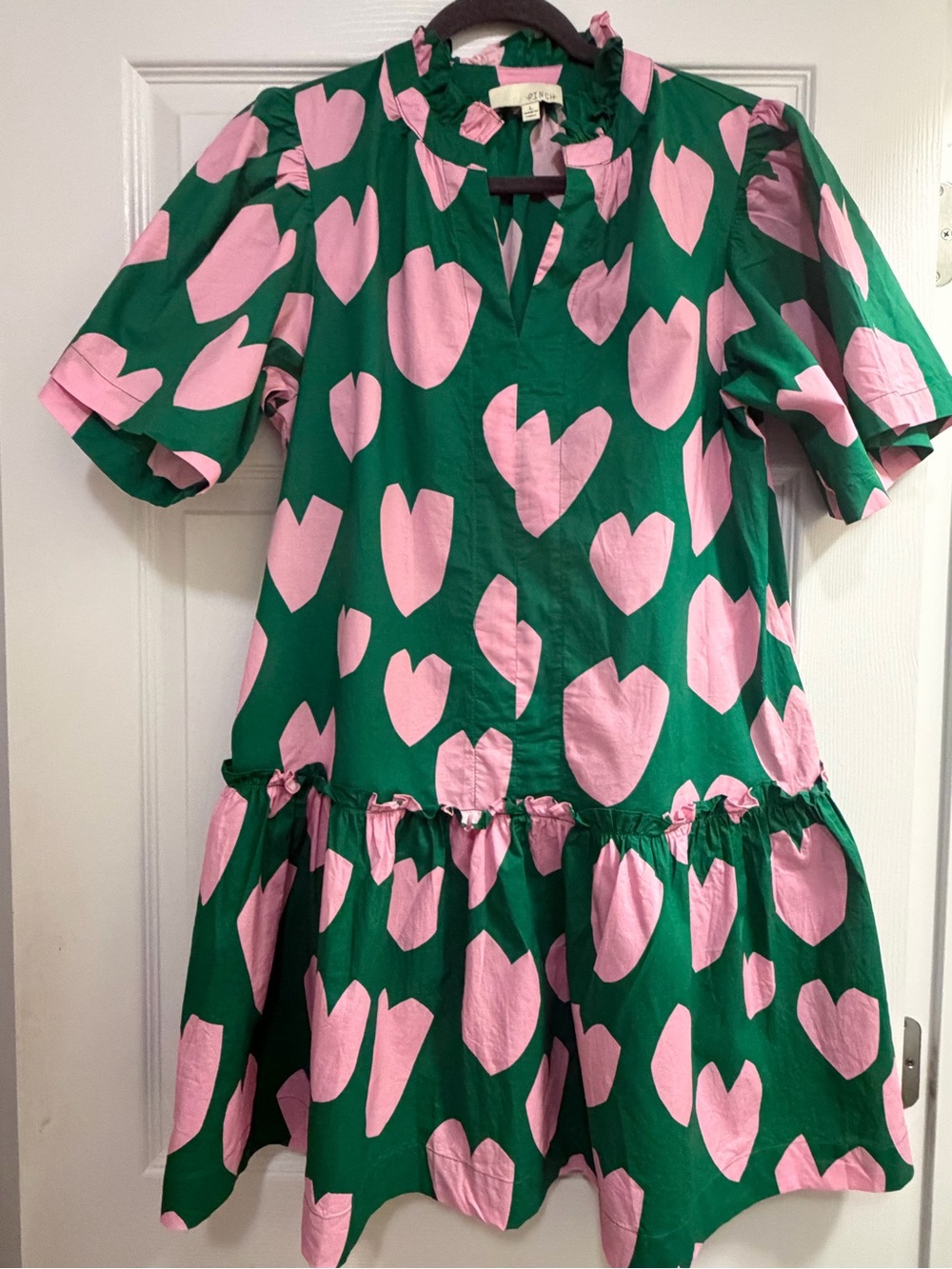 Pinch Green Dress with Pink Heart Print